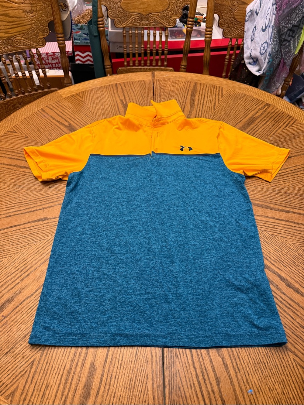 Under Armour Men's Short-Sleeve Colorblock Polo - Yellow & Teal Heather